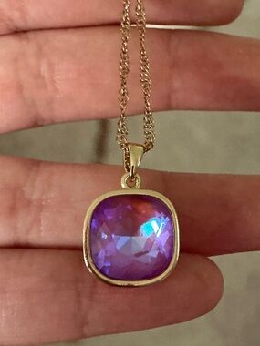Swarovski deLite Crystal Necklace 925 Sterling Silver Gold Necklace Pink Hues